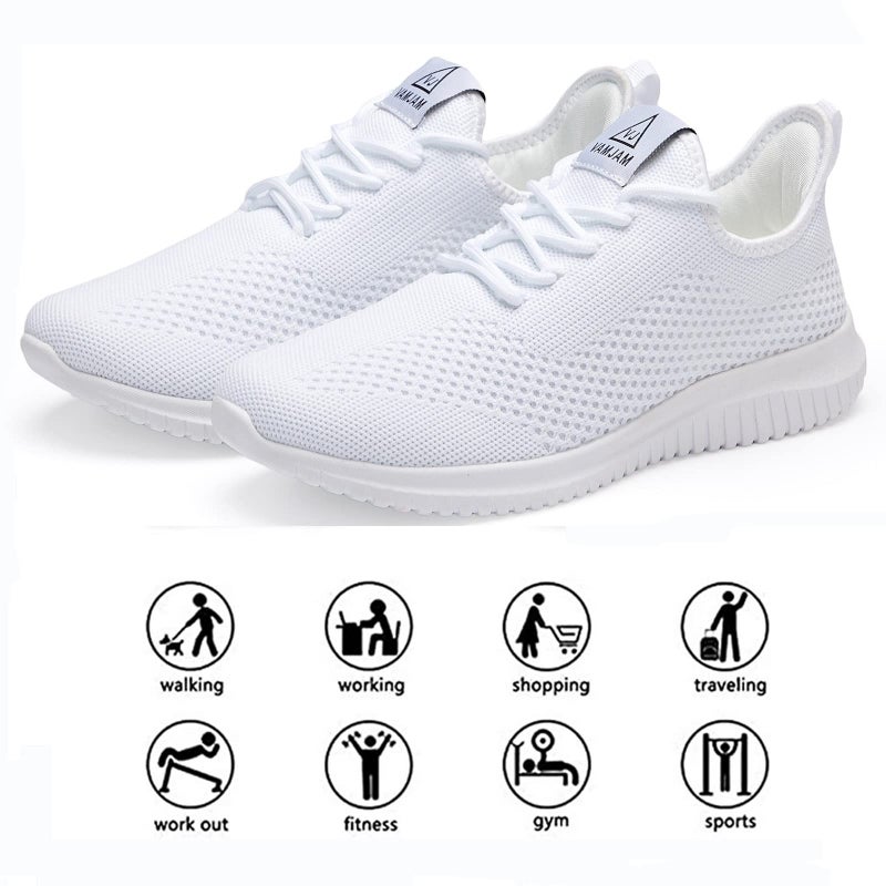 VAMJAM Men's Running Shoes Ultra Lightweight Breathable Walking Shoes Non Slip Athletic Fashion Sneakers Mesh Workout Casual Sports Shoes White Size 11.5 - Image 4